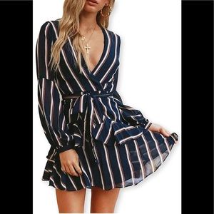 Long sleeve ruffle skirt dress